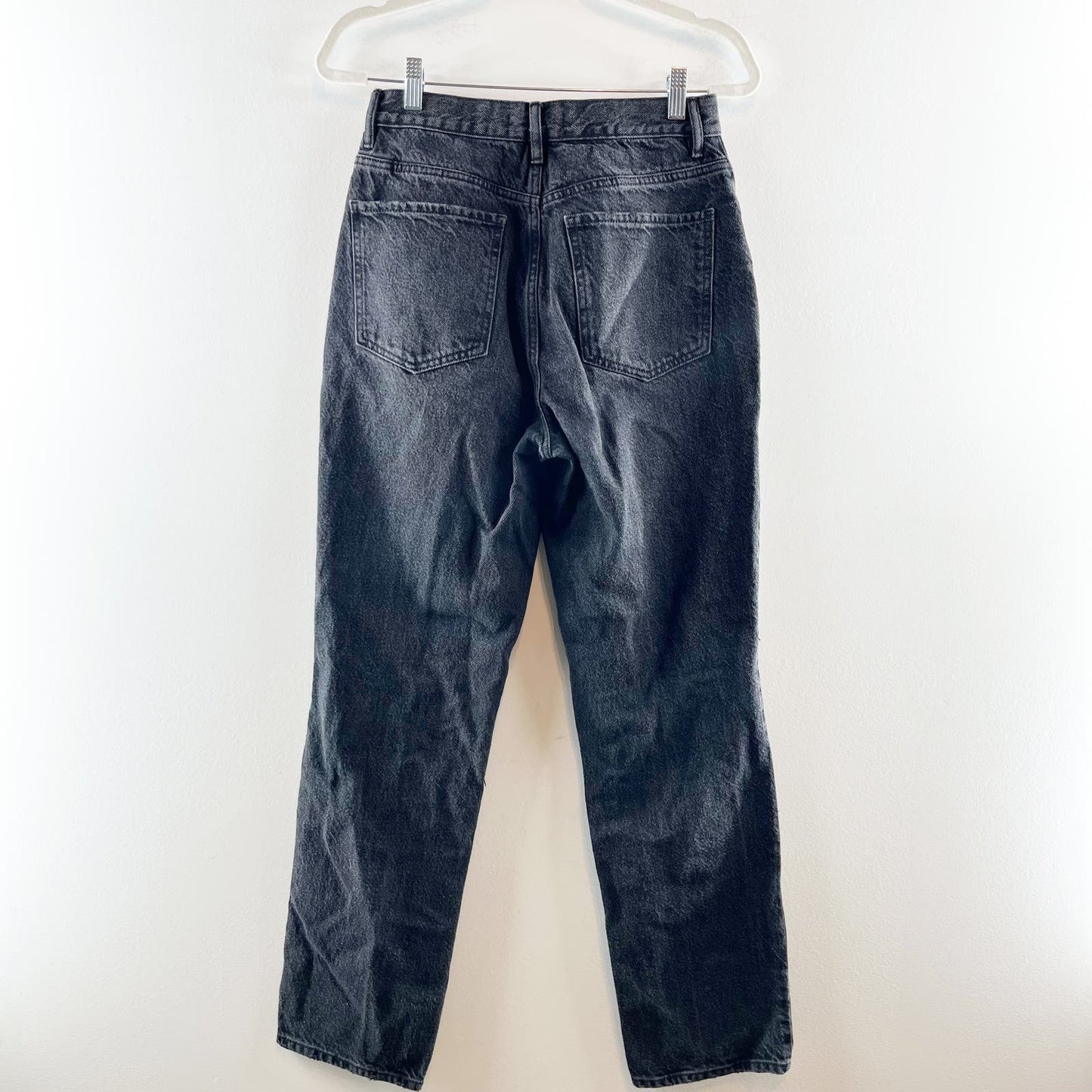 PacSun High Rise Distressed Button Fly Straight Leg Dad Jeans Black 27 / 4