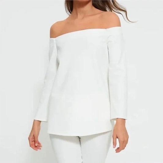 Tuckernuck Miranda Off The Shoulder Long Sleeve Blouse Top White Small