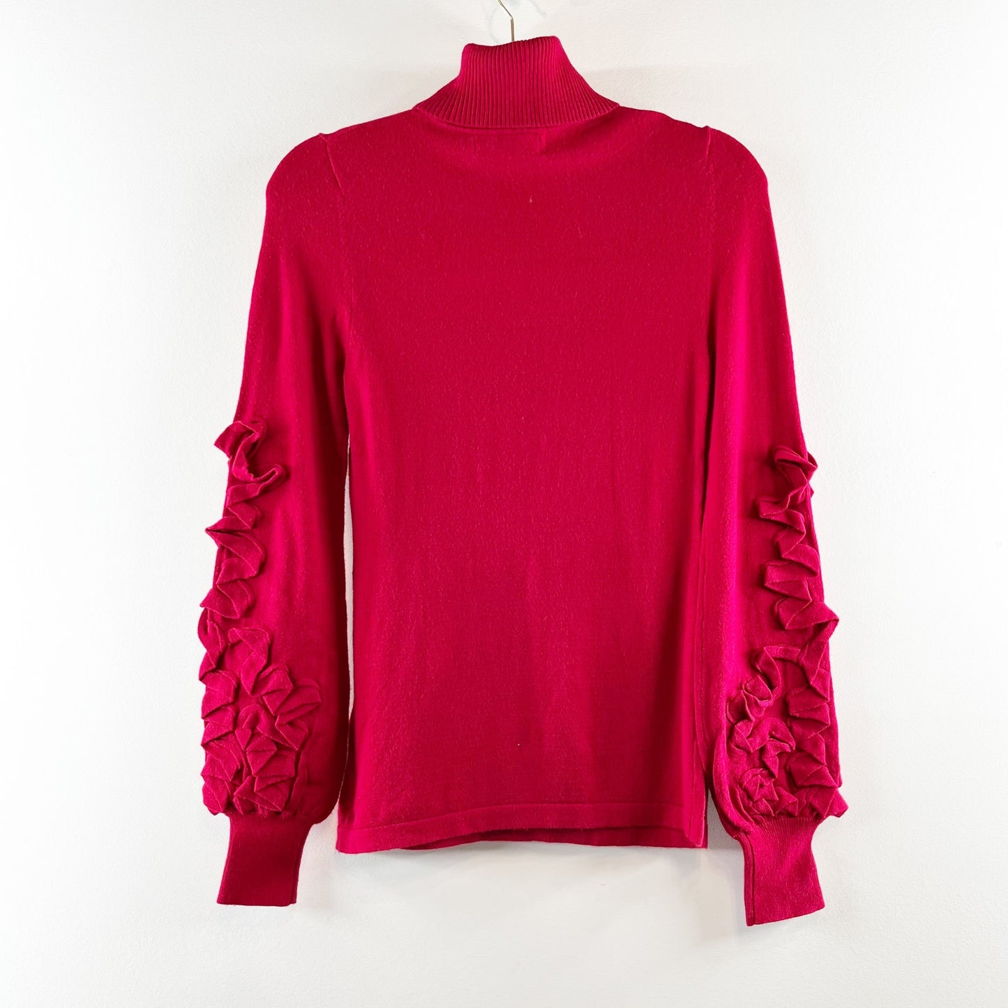 Anne Fontaine Alaina Turtleneck Sweater Cutout Floral Embellished Red 38 / 8