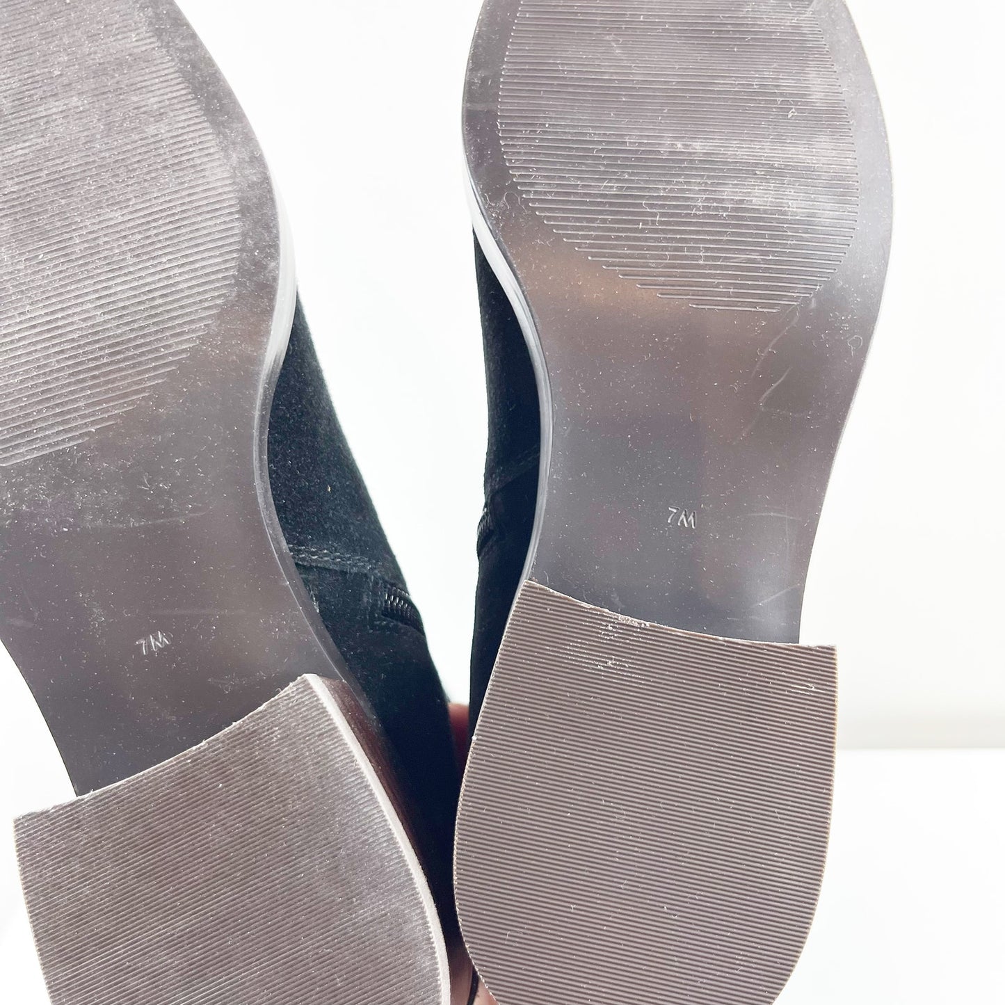 J. Jill Suede Leather Pull On Block Heel Square Toe  Mid-Calf High Boots Black 7