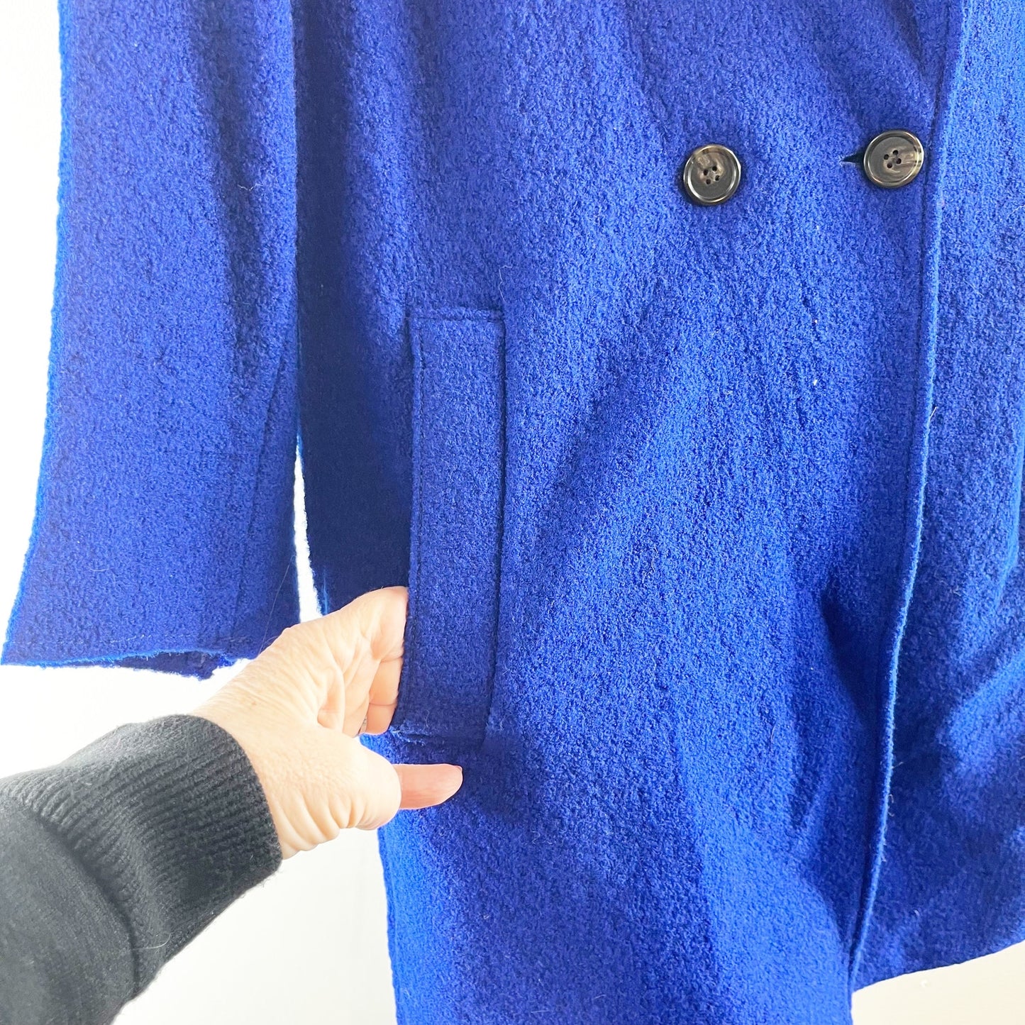 J. Crew Italian Boiled Wool Daphne Notch Lapel Longline Topcoat Cobalt Blue 4