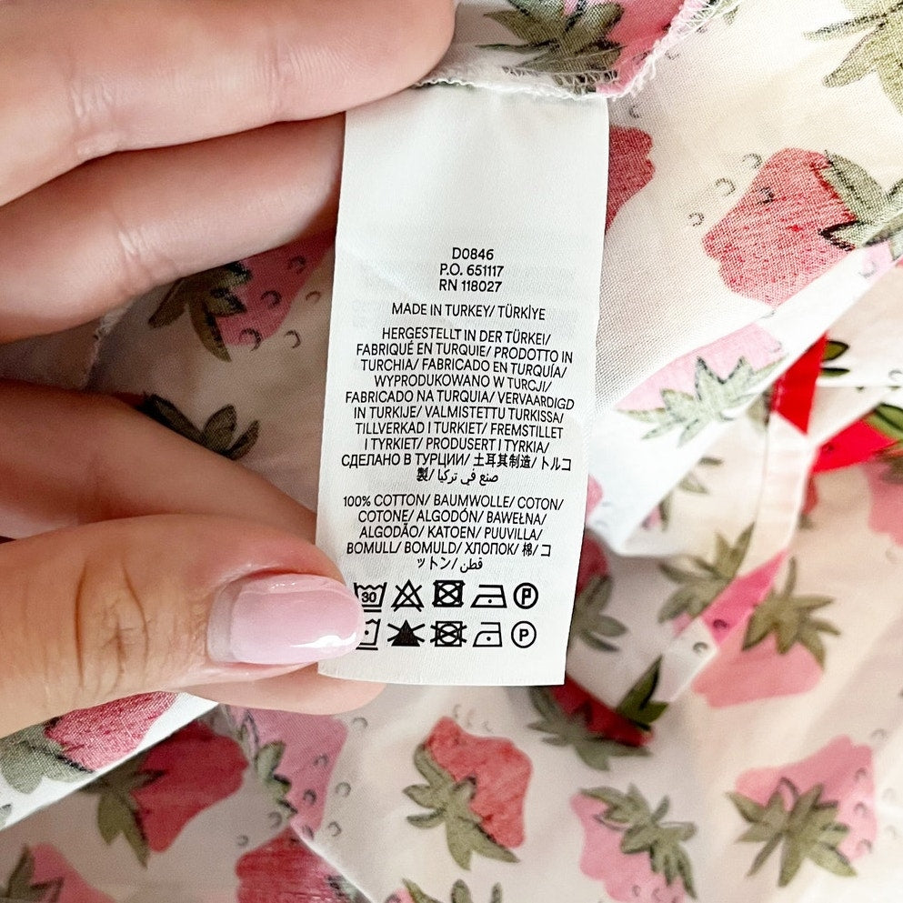 Boden Amy Cotton Strawberry Pop Midi Shirt Dress White Pink Red 8