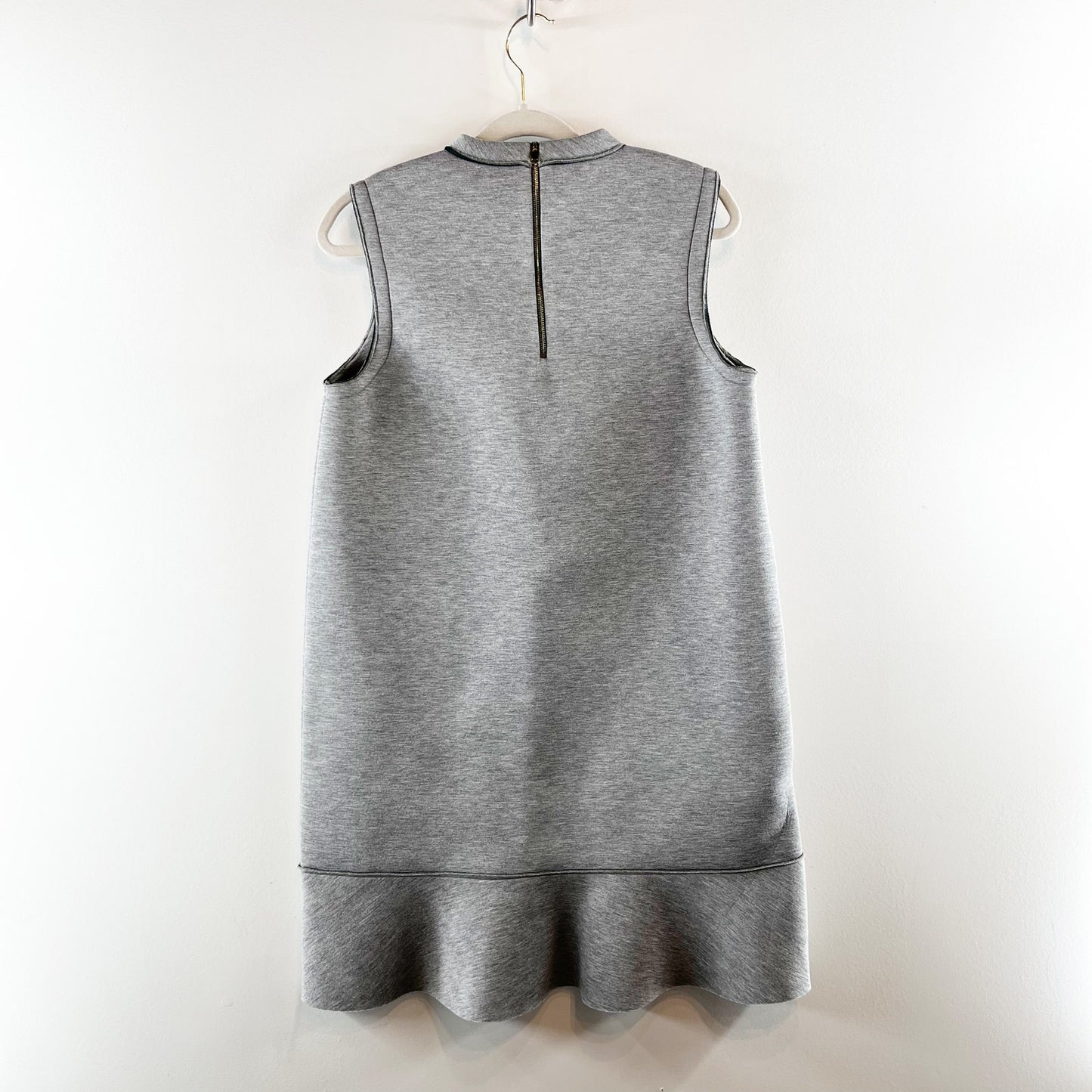 Marni Bonded Jersey Sleeveless Peplum Hem Mini Shift Dress Heathered Gray 44