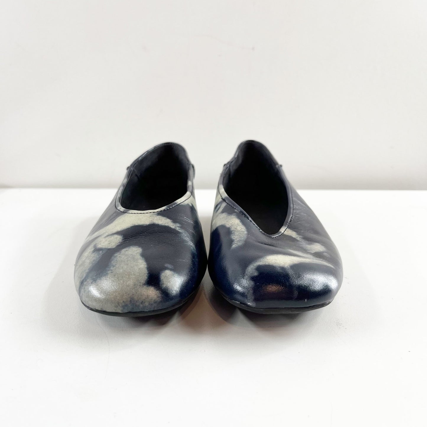 Camper Casi Myra Square Toe Leather Ballet Flats Blue Black 37 / 6.5
