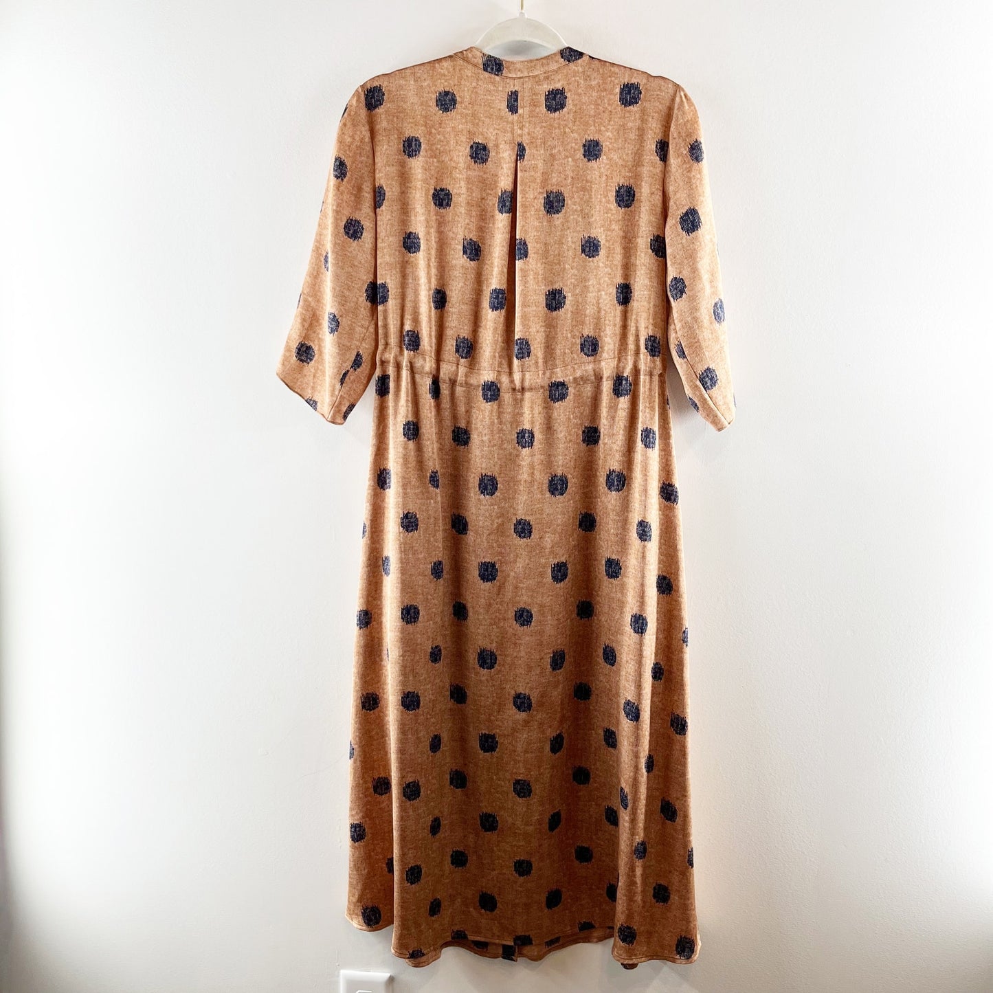 NIC + ZOE Street Seen 3/4 Sleeve Tie Waist Midi Bengal Shirt Dress Brown Small