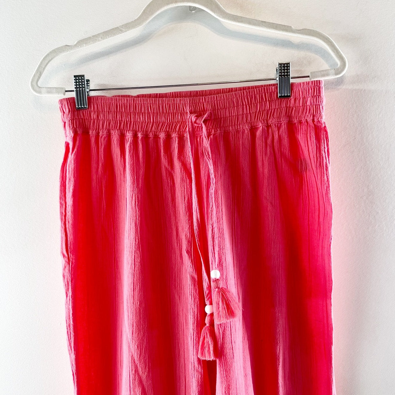 Aerie Crinkle Textured Smocked Gauzy Drawstring Waist Jogger Pants Pink XS