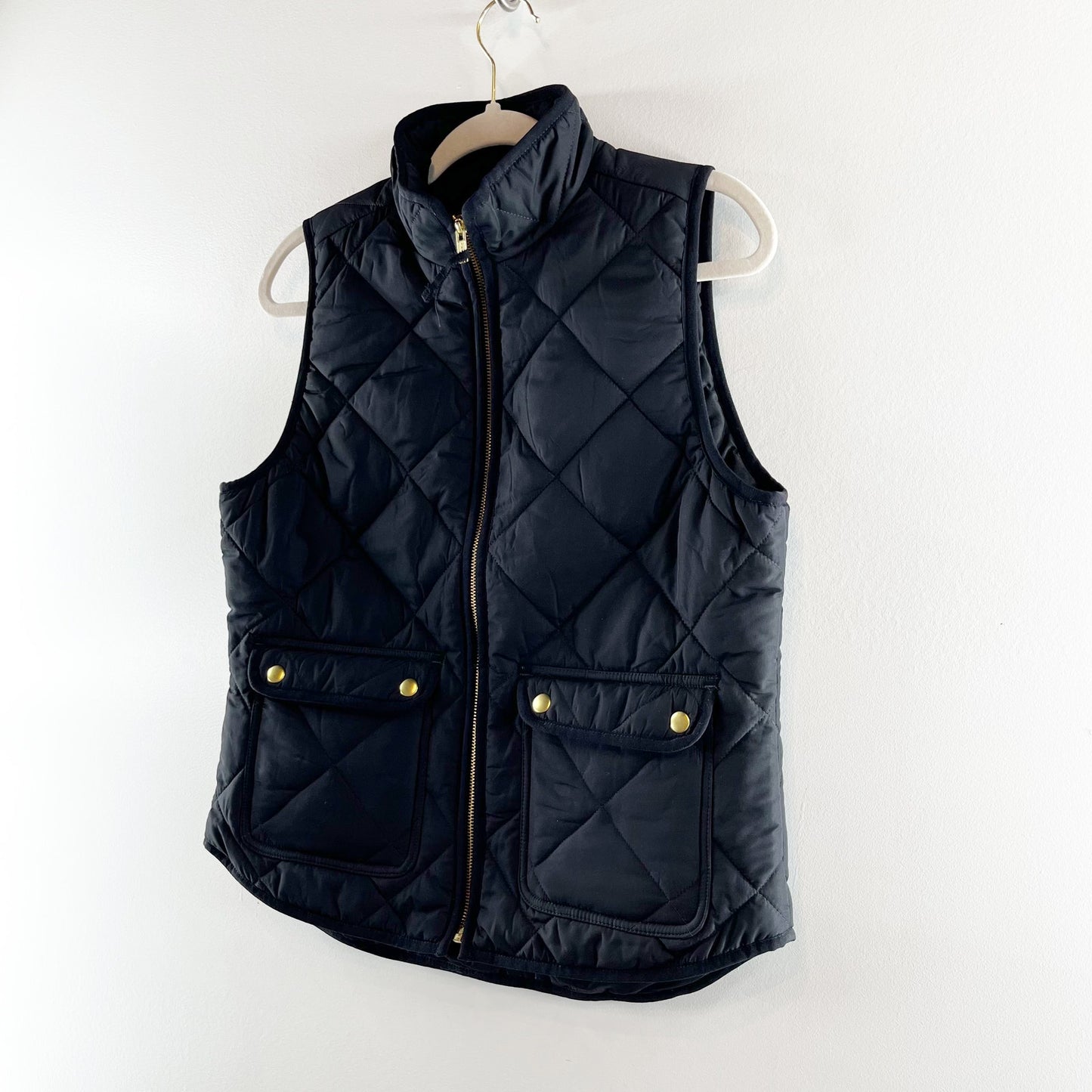 j. Crew Quilted Full Zip Puffer Vest Black Small