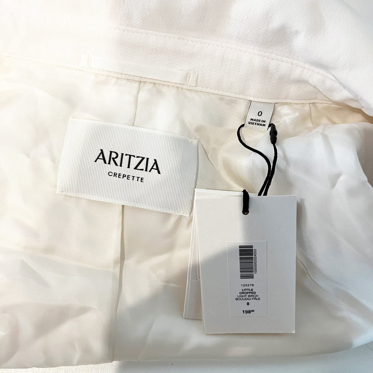 Aritzia Crepette Long Sleeve Button Front Little Cropped Jacket Blazer Birch 0