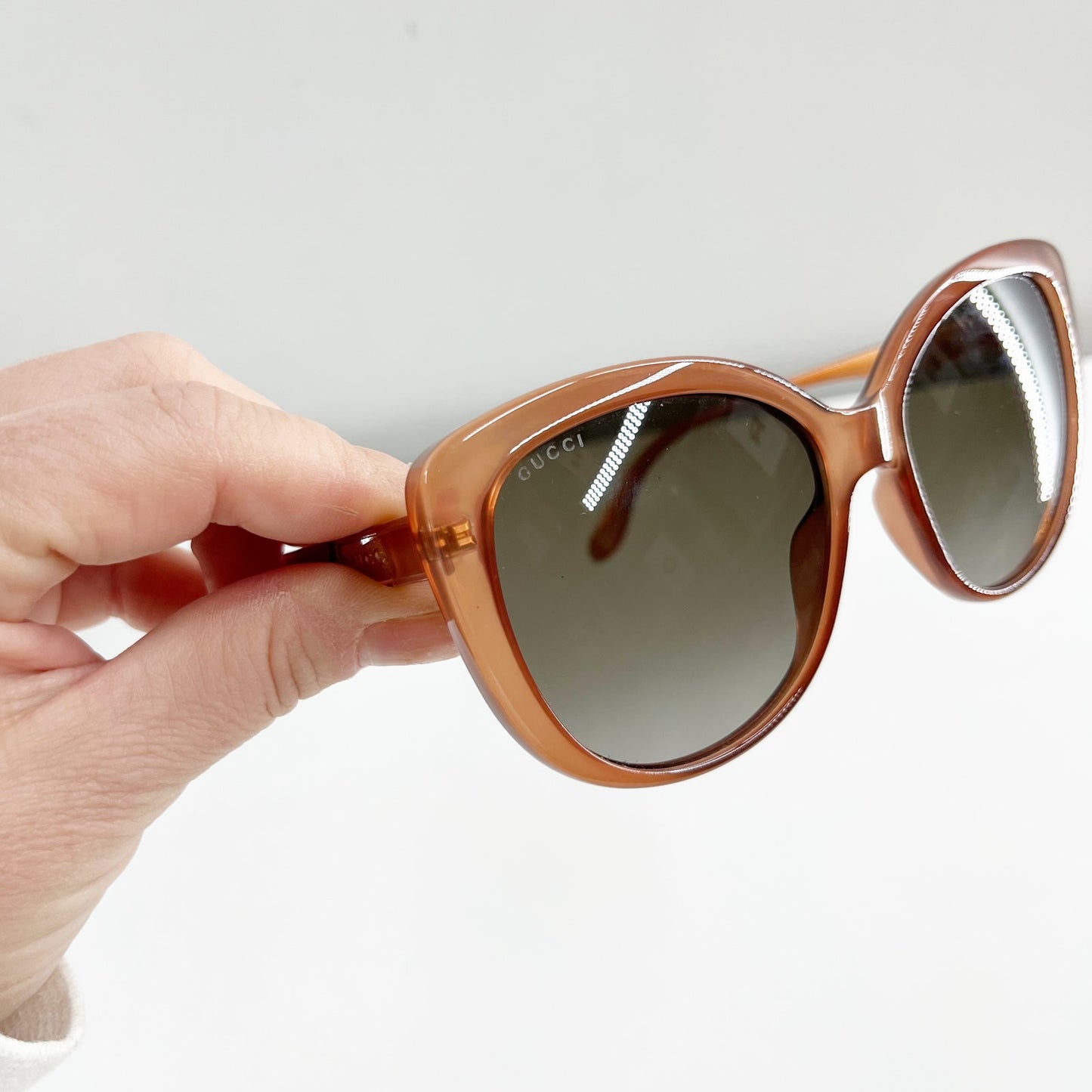 Gucci GG0789S Plastic Frame Brown Lens Butterfly Sunglasses