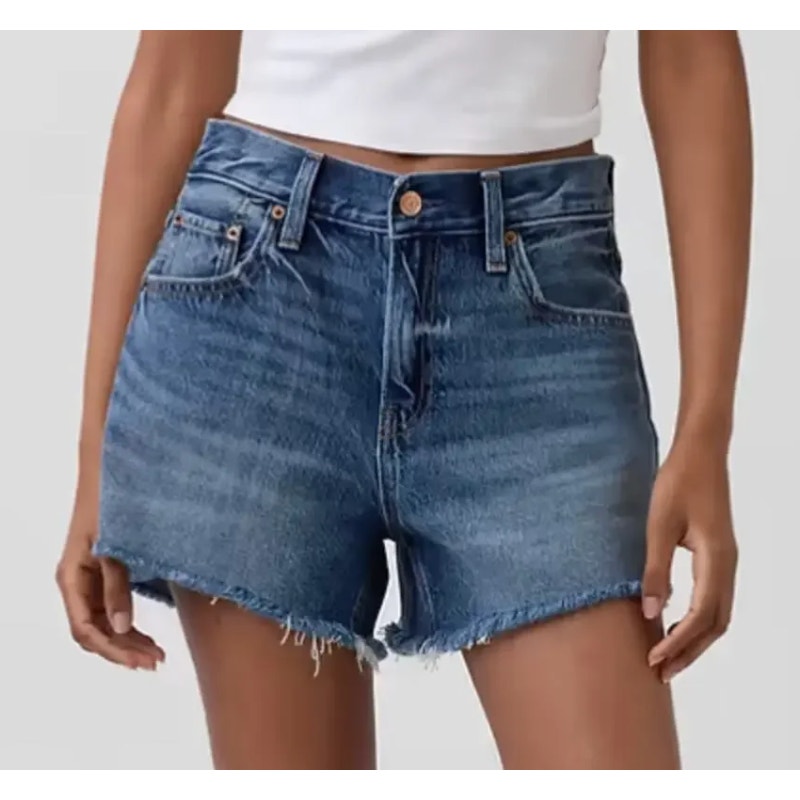 GAP 4" Mid Rise UltraSoft Relaxed Cutoff Jean Shorts Medium Indigo Blue 27 / 4