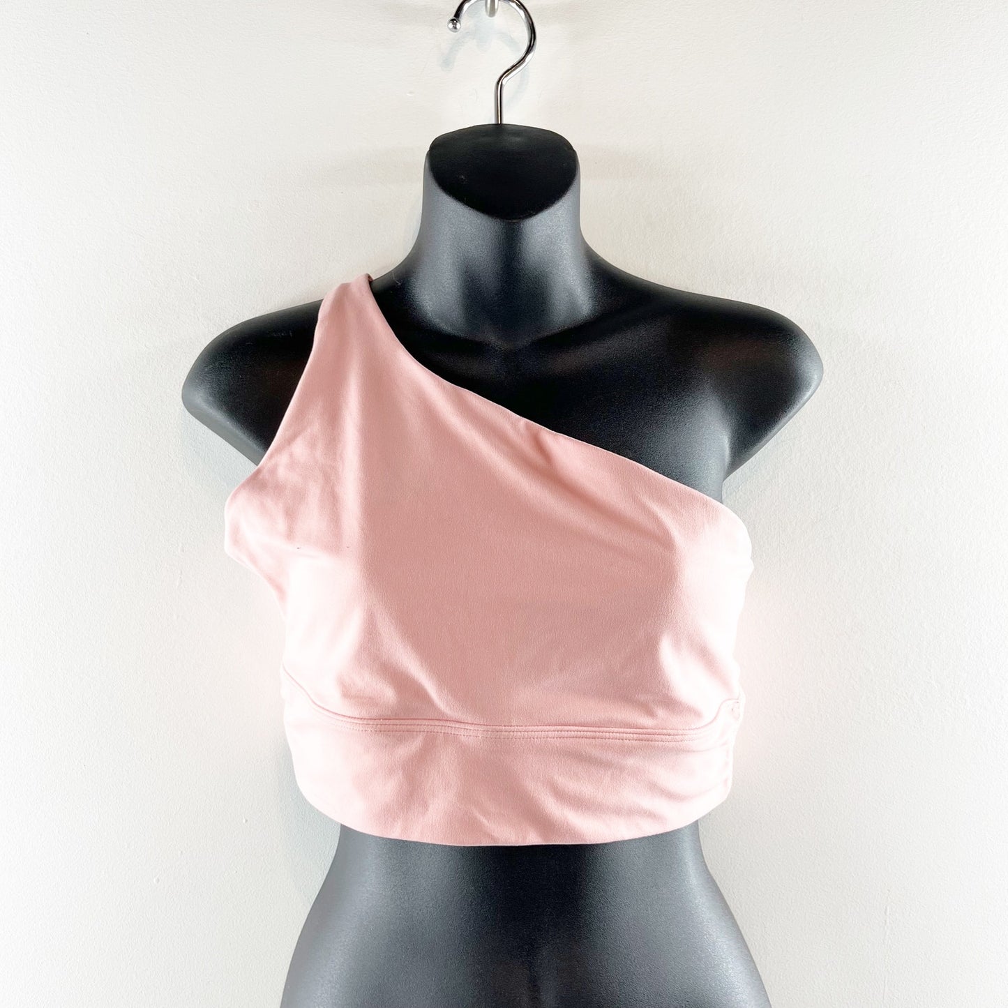 Athleta Athena Longline Sports Bra Medium Low Impact Peach Pink One Shoulder M