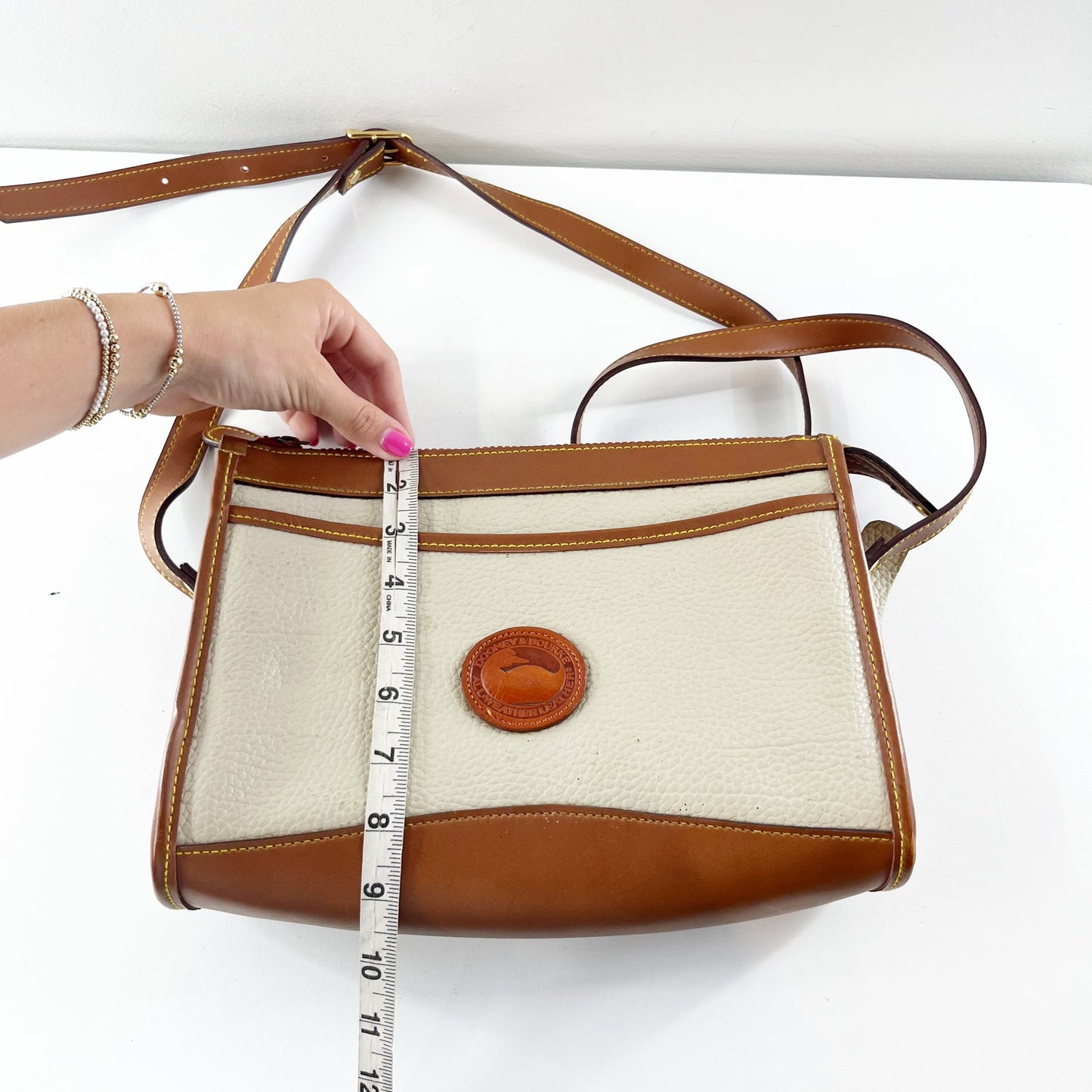 Dooney & Bourke All Weather Two Tone Vintage Crossbody Bag Purse Cream Brown