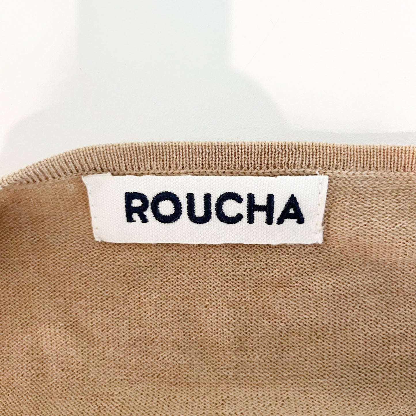 Roucha Tnot Twist Front Long Sleeve Wool Sweater Tan Melange Brown Large / C