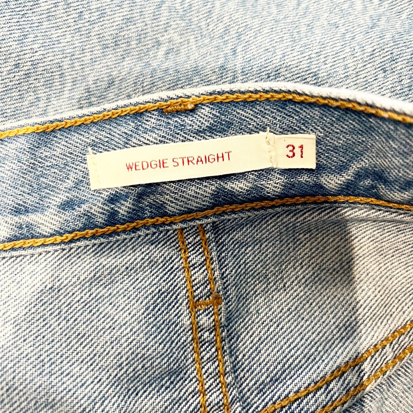 Levi's Premium Wedgie High-Rise Distressed Straight Ankle Jeans Blue 31