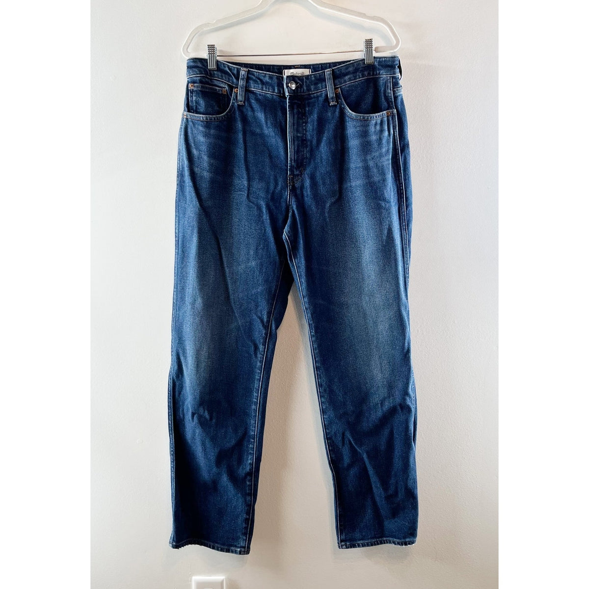 Madewell Curvy Longline High Rise Denim Straight Jeans Midnight Waters Wash 31