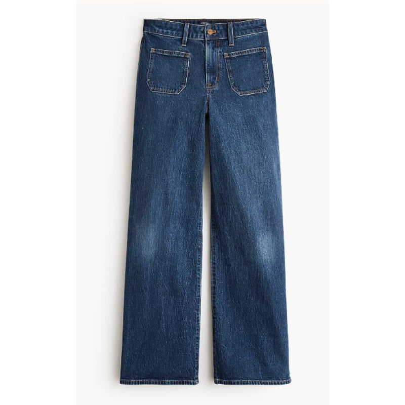 J. Crew Curvy Full Length Slim Wide Leg Jeans in All Day Stretch Blue 30 / 10