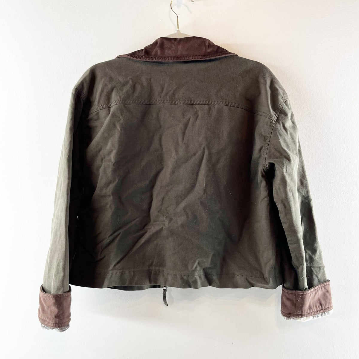 Evereve Avery Long Sleeve Full Zip Cotton Blend Barn Jacket Green XS