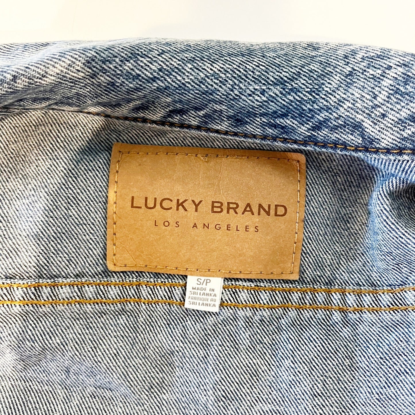 Lucky Brand Tomboy Trucker Graphic Blue Jean Babe Denim Jean Jacket Blue Small