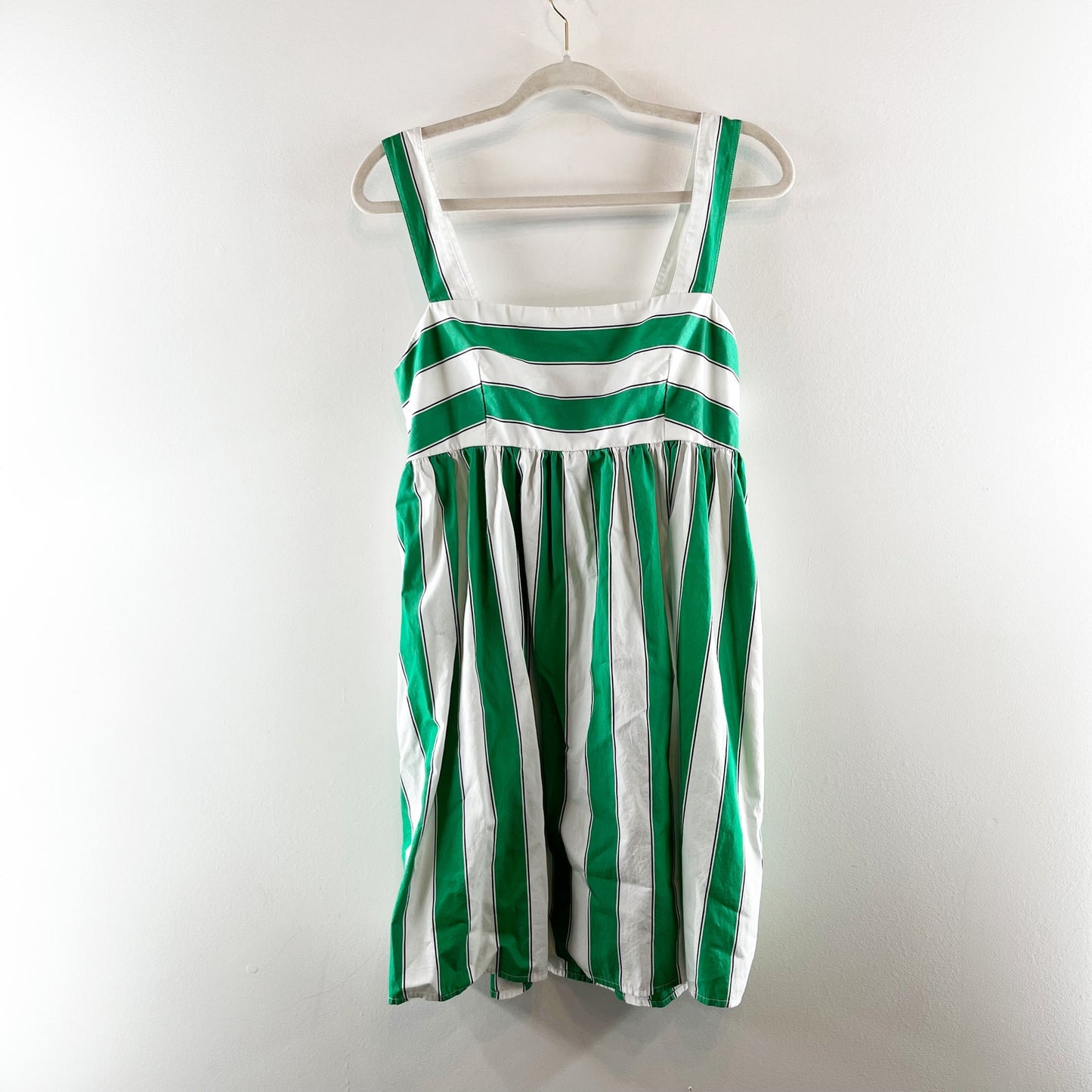 Gap Striped Sleeveless Poplin Tie-Back Mini Dress Green White Medium