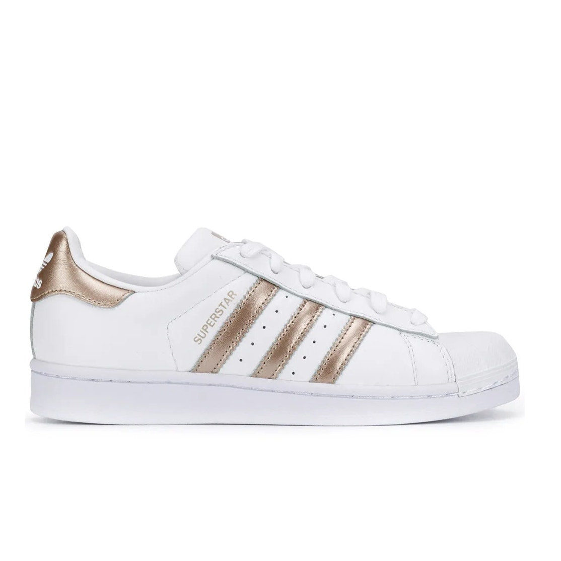 adidas Superstar Leather Low Top Comfort Sneakers White Gold US 6.5