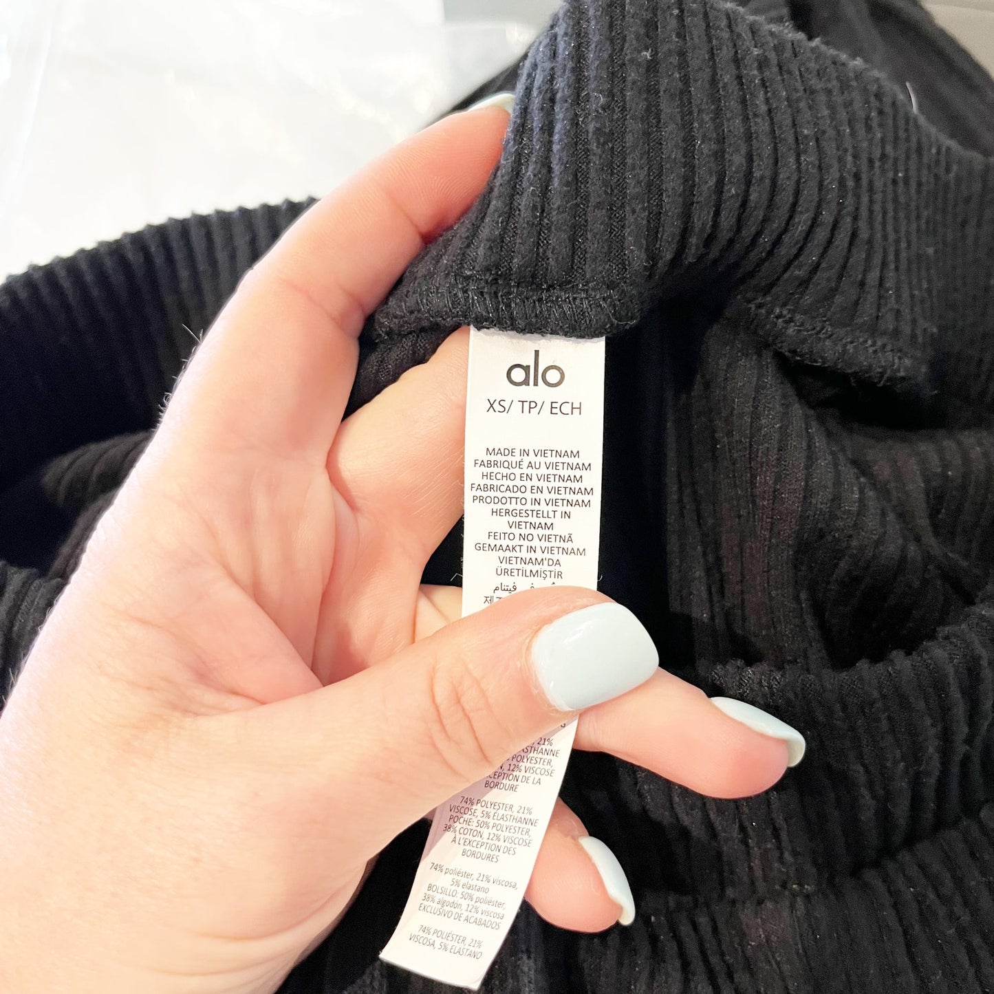 Alo Serenity Ribbed Wide Leg Sweatpants Black XS