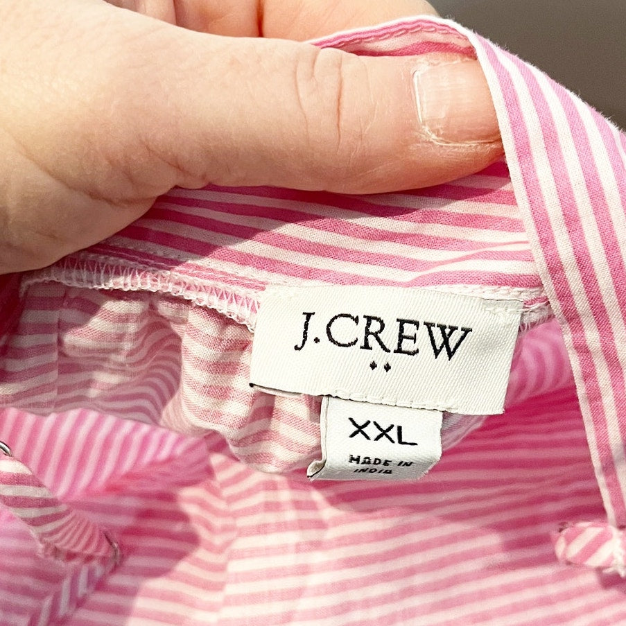 J. Crew Smocked Striped Colorblock Tiered Midi Sundress Dress Pink Orange XXL