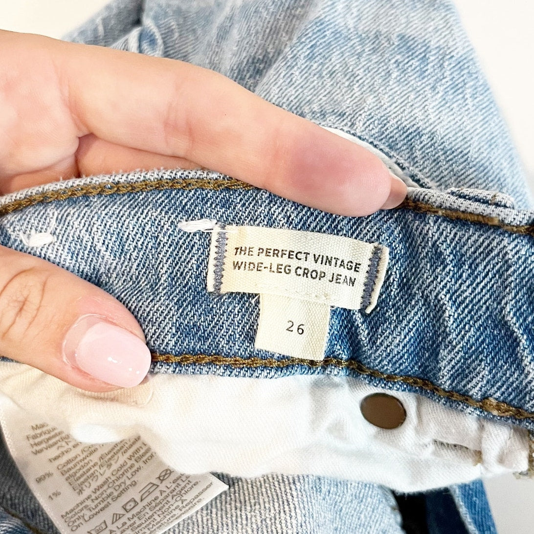 Madewell The Perfect Vintage High Rise Wide Leg Crop Jeans Blue 26
