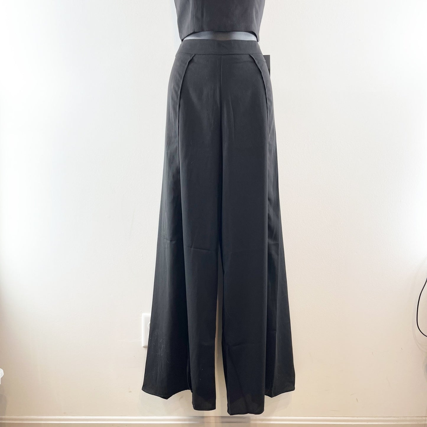 Lulus Out Tonight Sleeveless Side Slit Wide Leg Two-Piece Jumpsuit Black Small