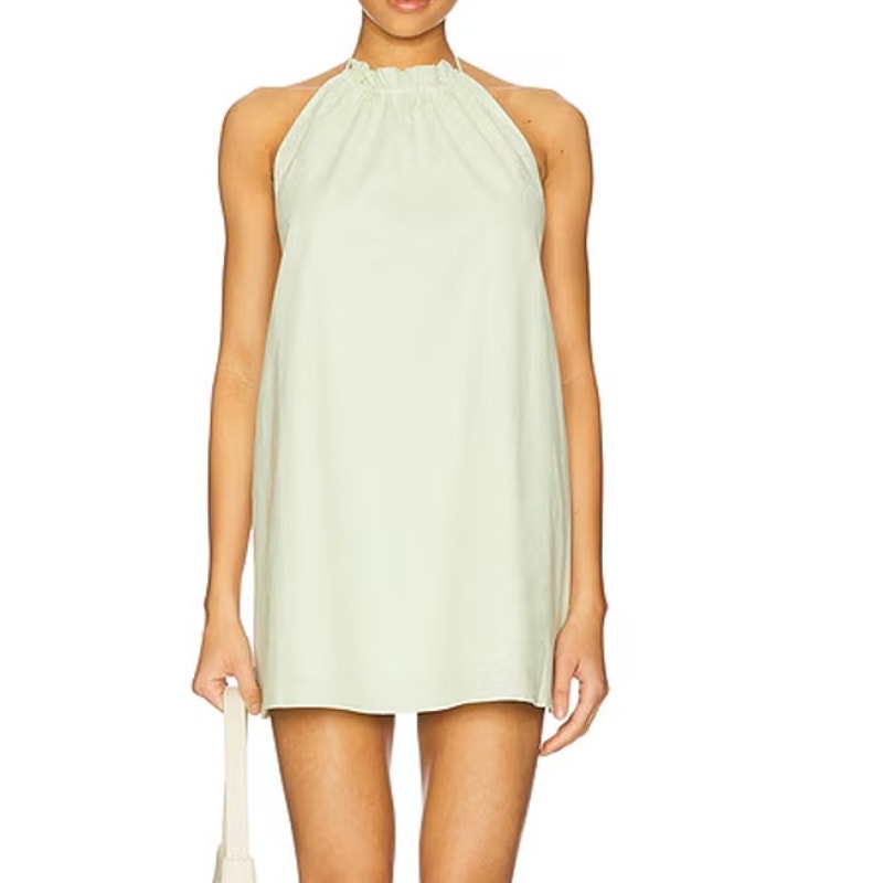 SNDYS Alysse Sleeveless Halter Neck Open Back Mini Dress Matcha Green Medium