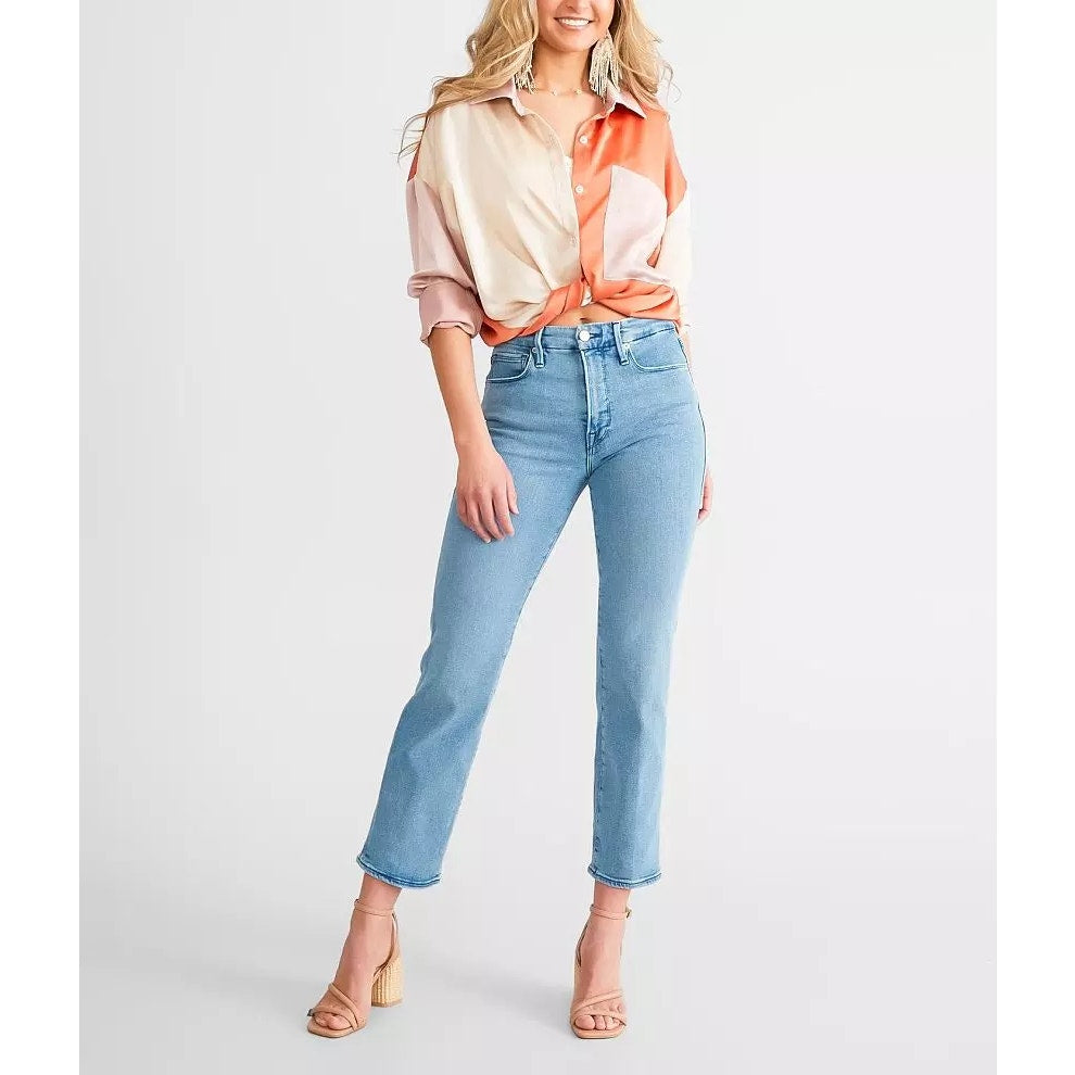 Good American Good Legs High Rise Stretch Denim Straight Jeans 26 / 2