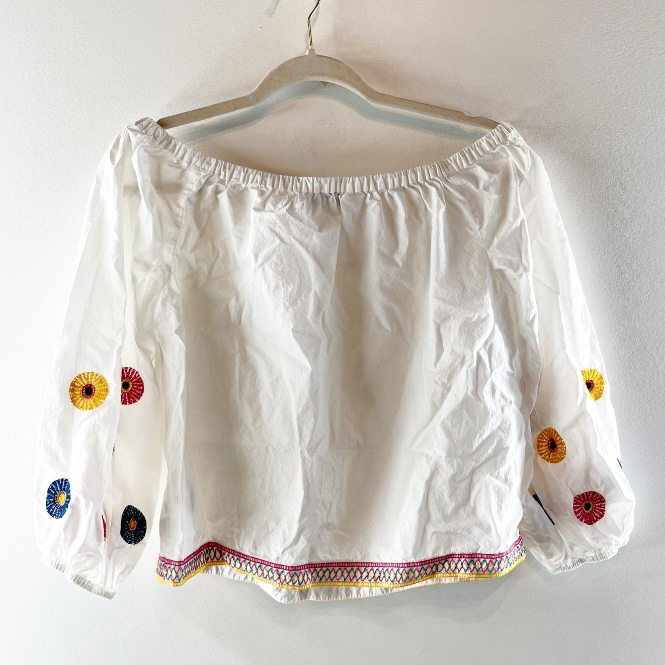 Madewell Embroidered Off The Shoulder Cotton Blouse Top White XS