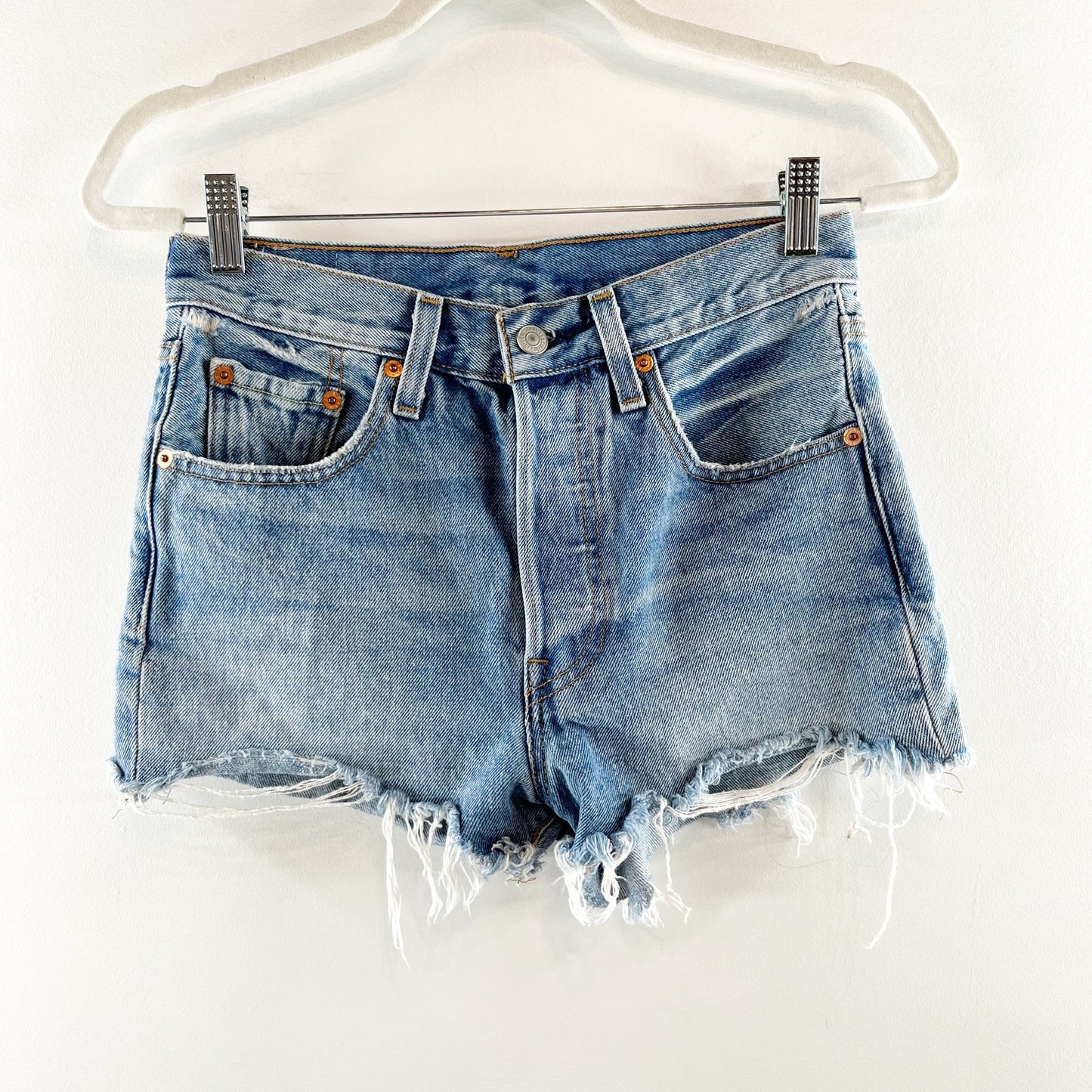 Levi's 501 High Rise Button Fly Cutoff Jean Denim Shorts Blue 25 / 0