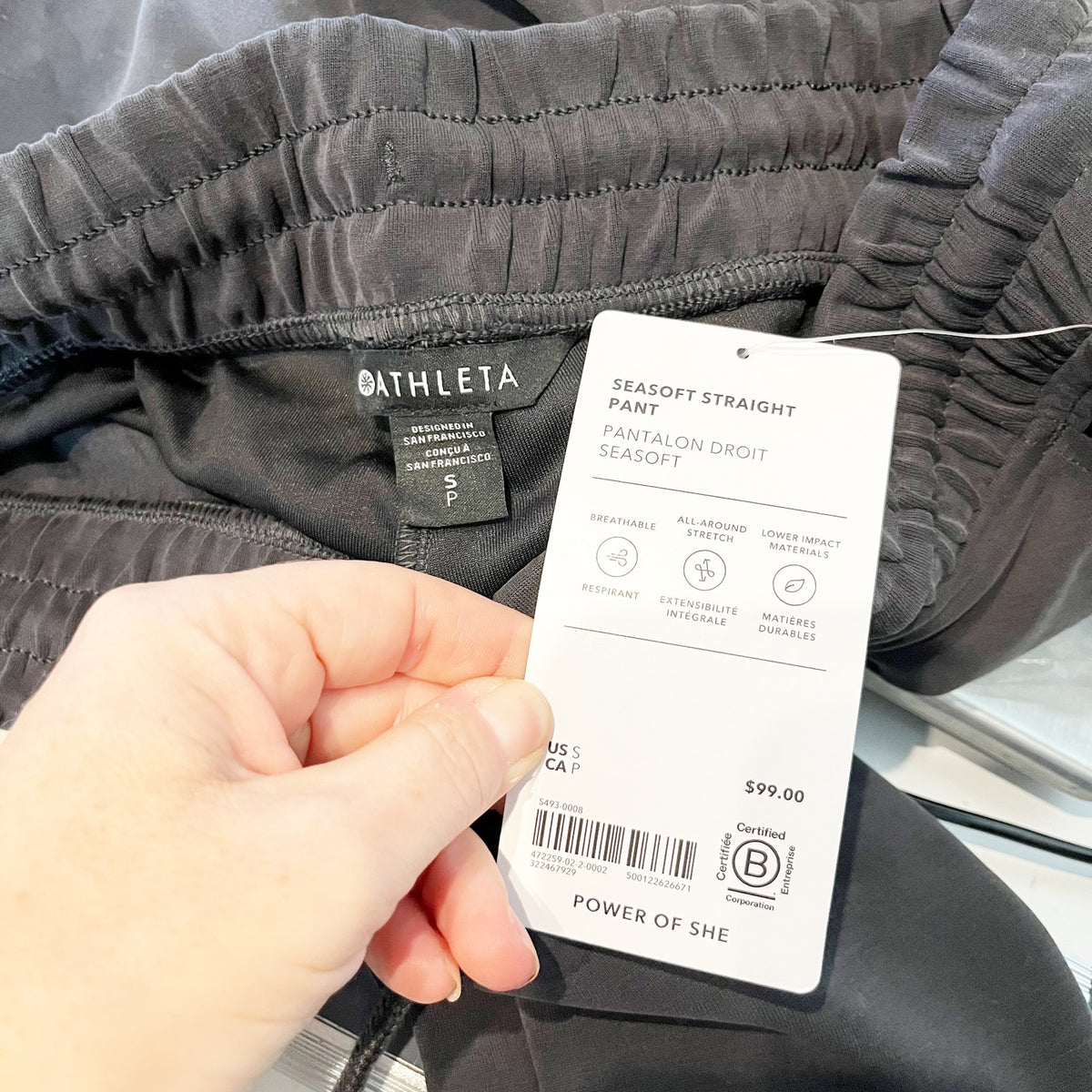 Athleta Seasoft Mid Rise Straight Leg Pants Washed Black Small