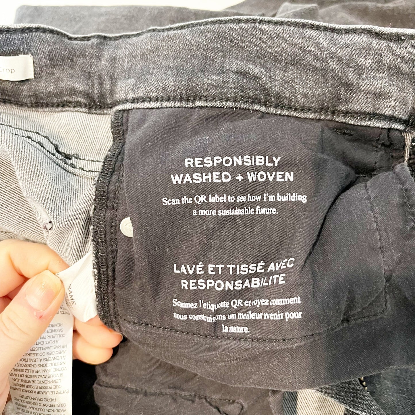 Frame Le Palazzo High-Rise Cropped Wide-Leg Flare Jeans Atmosphere Black 27