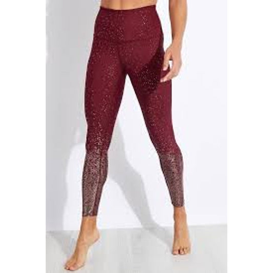 Beyond Yoga Alloy Ombre Speckled Metallic High Rise Leggings Maroon Red Small
