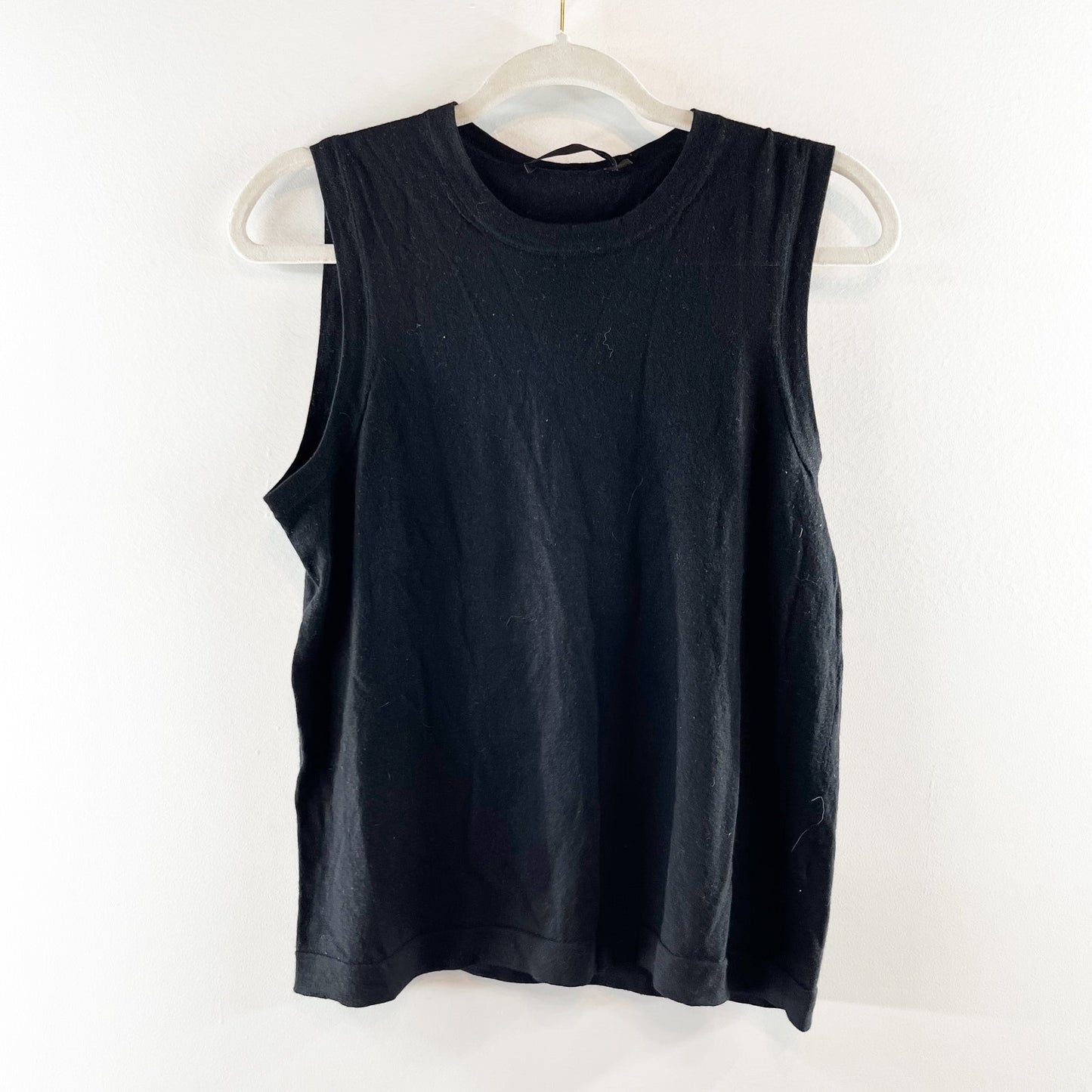 Jenni Kayne Sleeveless Merino Wool Shell Tank Top Black Large