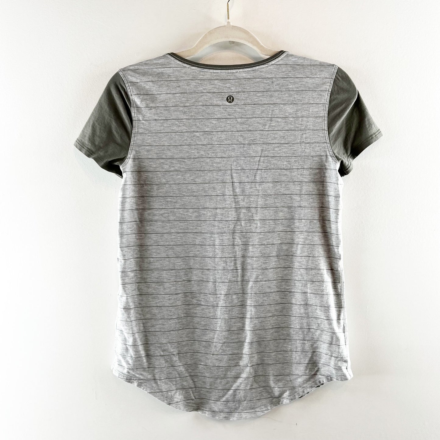 Lululemon Striped Love Crewneck Short Sleeve Baseball Colorblock Tee Shirt Gray