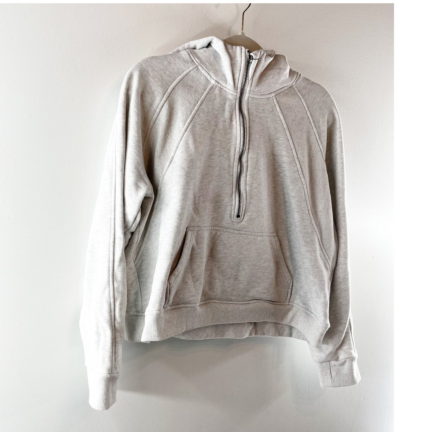 Pink Lily Cotton Cropped Half Zip Pullover Hoodie Sweatshirt Gray Small