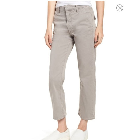 Mother The Tomcat Prep Crop Chino Khaki Pants in Killing Time Beige 25