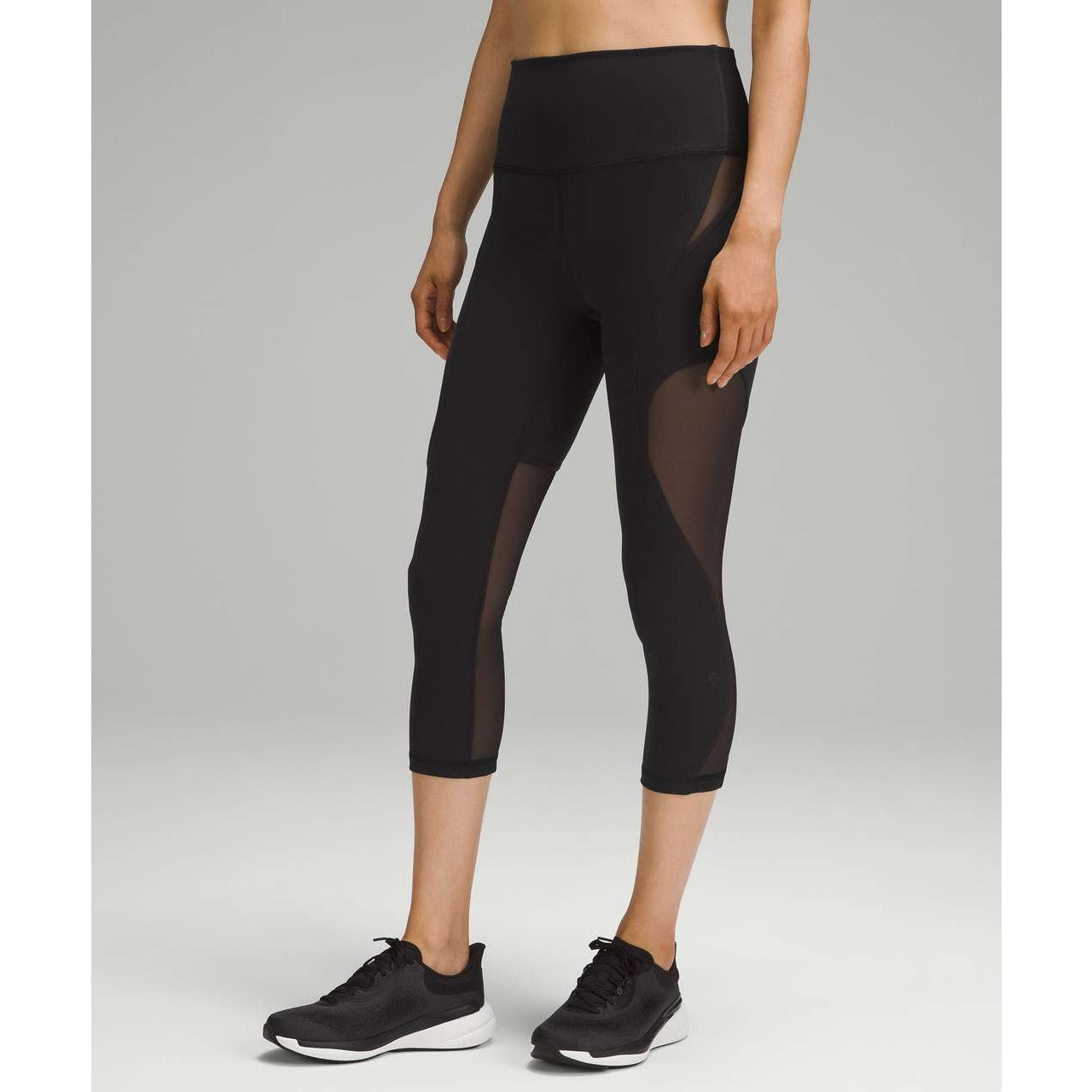 Lululemon Wunder Train Mesh Panel High-Rise Crop Leggings 21" Black 6