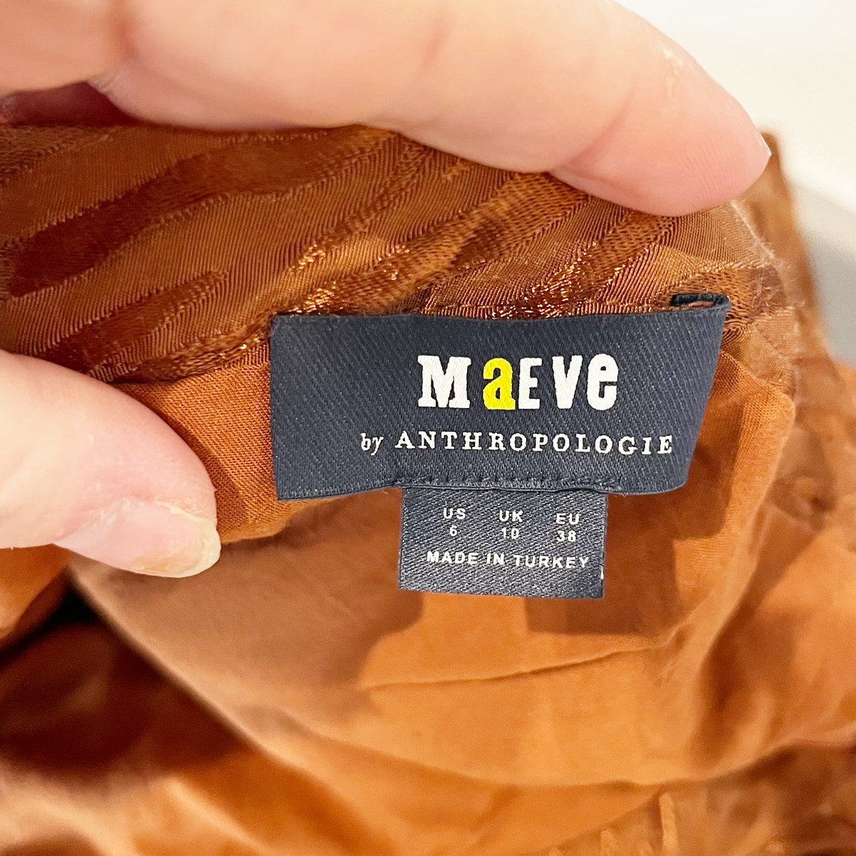 Maeve by Anthropologie Tamra Jacquard Zebra Print Wrap Midi Skirt Copper Brown 6