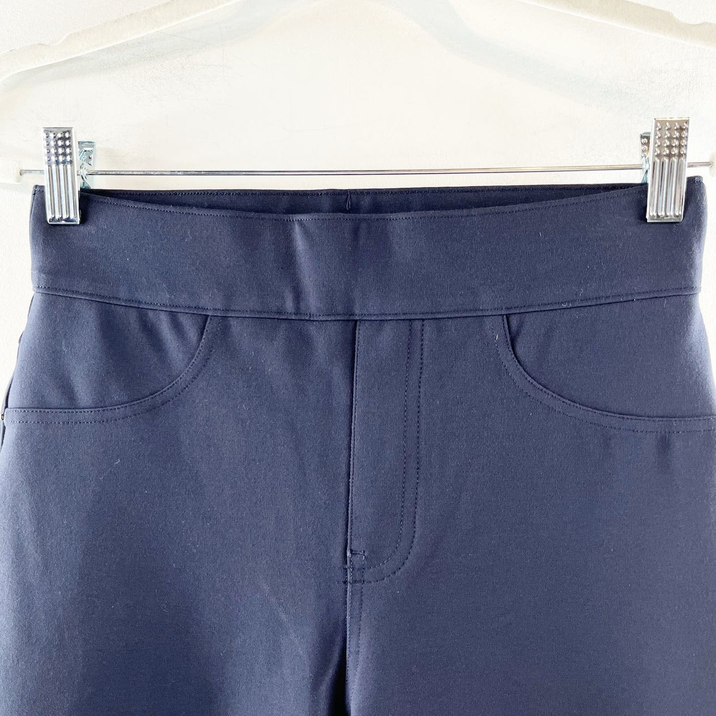 Spanx The Perfect Pants High Rise Slim Straight Stretch Classic Navy Blue Small