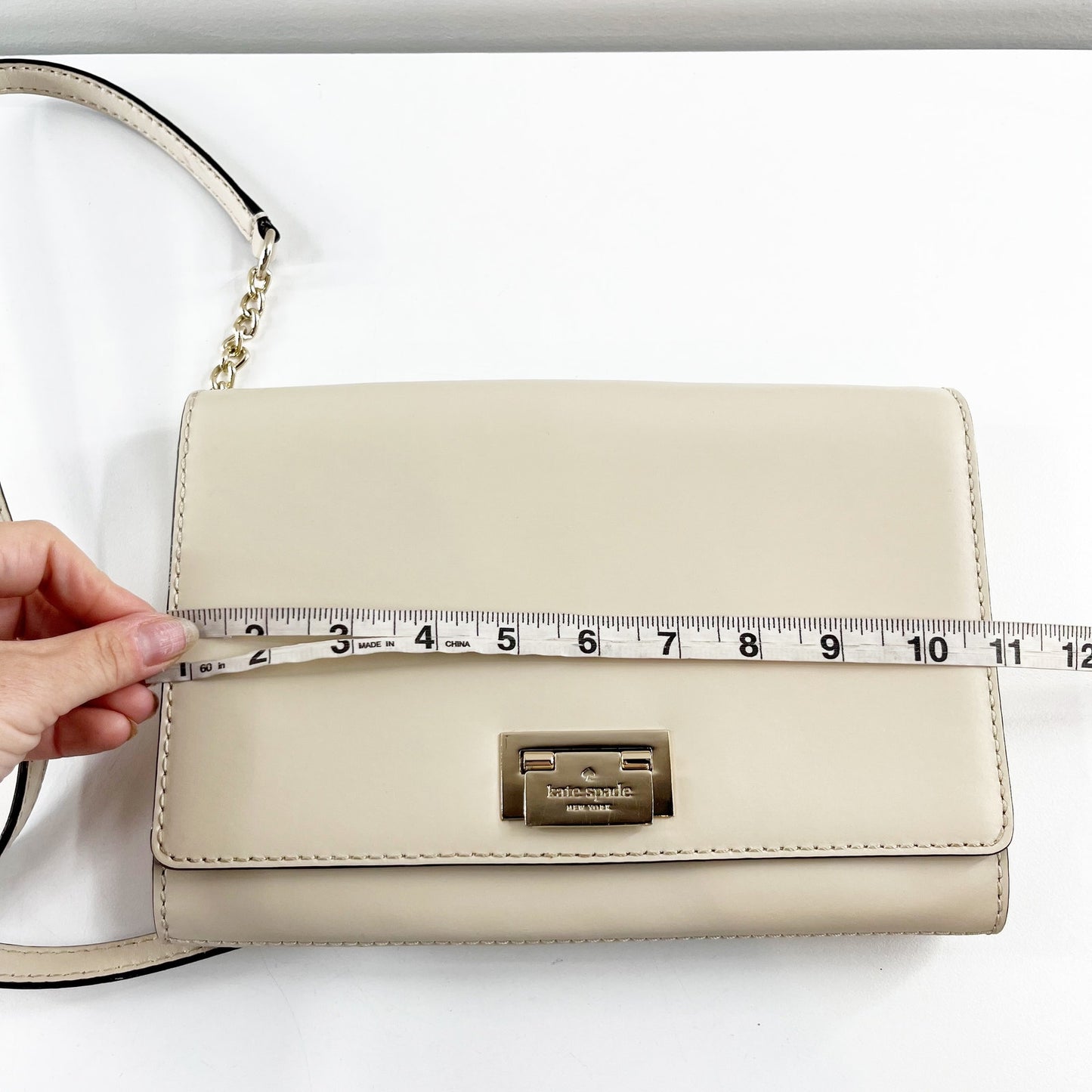 Kate Spade Fiona Leather Crossbody Flap Purse Bag Cream