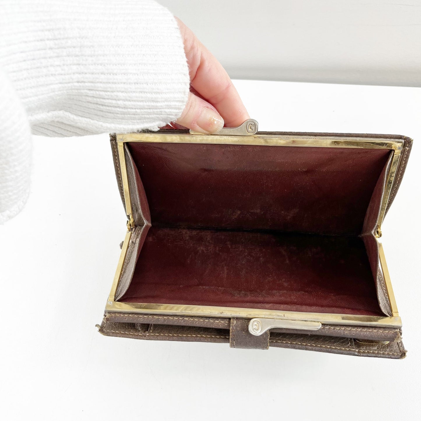 Gucci Vintage GG Supreme Web Long Trifold Wallet French Purse Brown