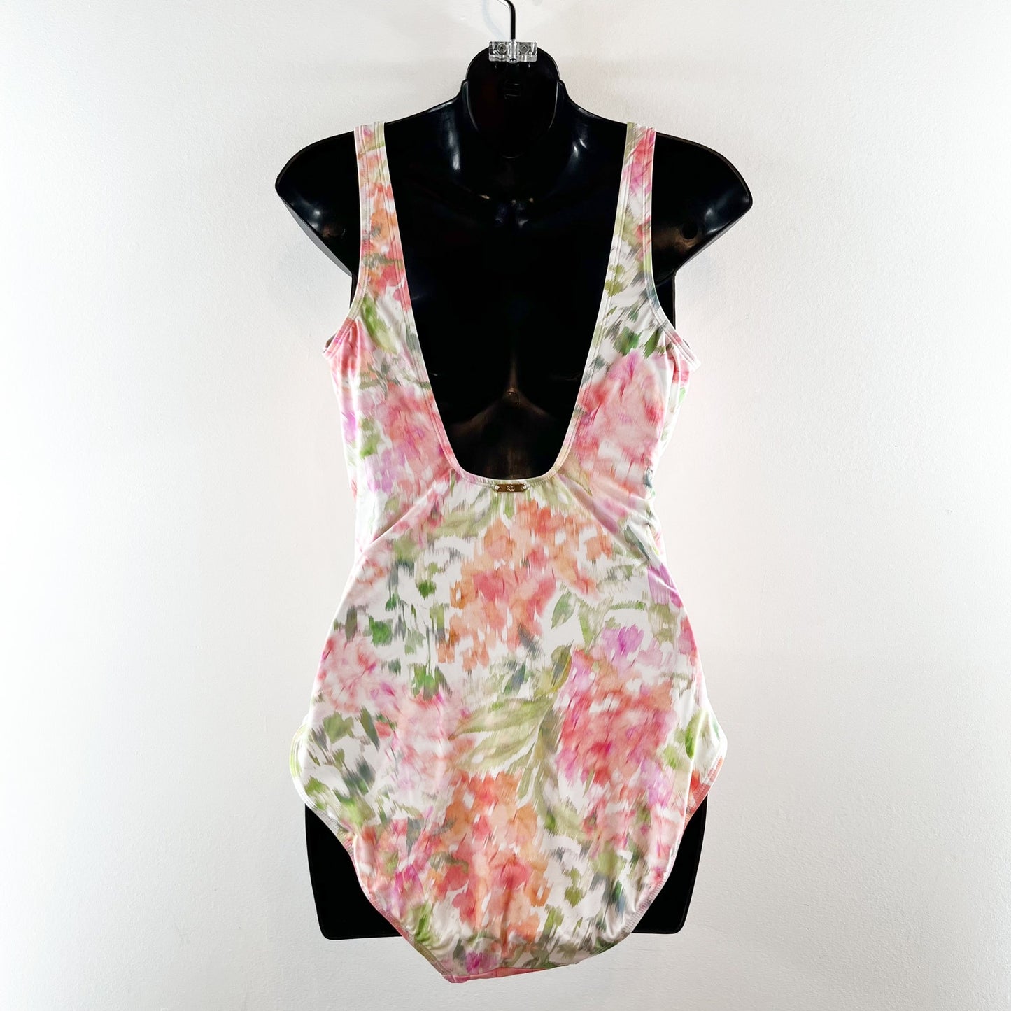 Ralph Lauren Ruffle Trim Floral One Piece Swimsuit Pink Green 14