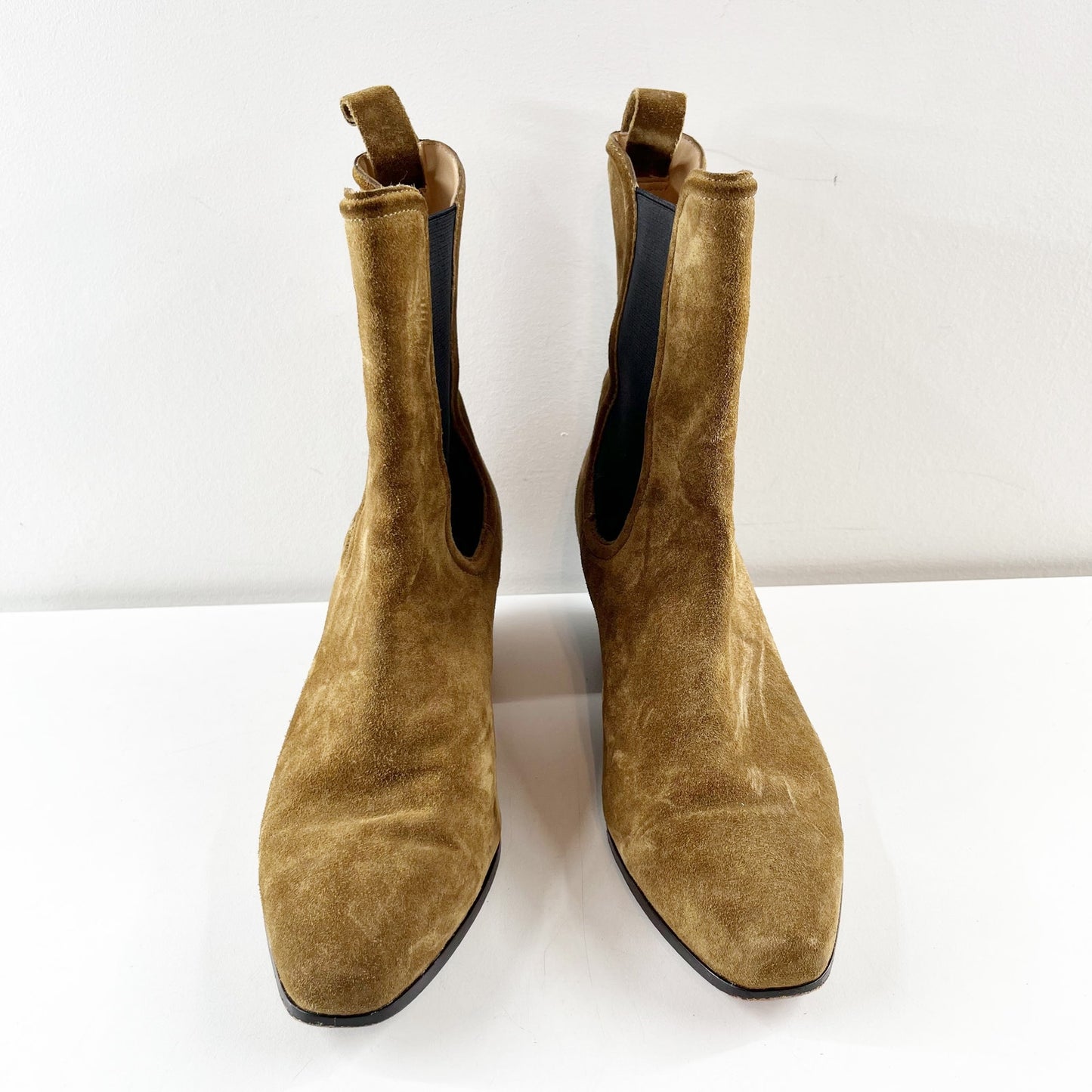 Veronica Beard Lada Suede Chelsea Boots Booties Snip Toe Brown 9