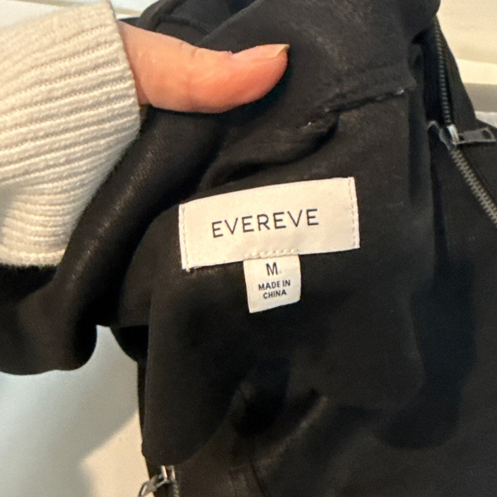 Evereve Marren Long Sleeve Full Zip Faux Leather Moto Jacket Black Medium