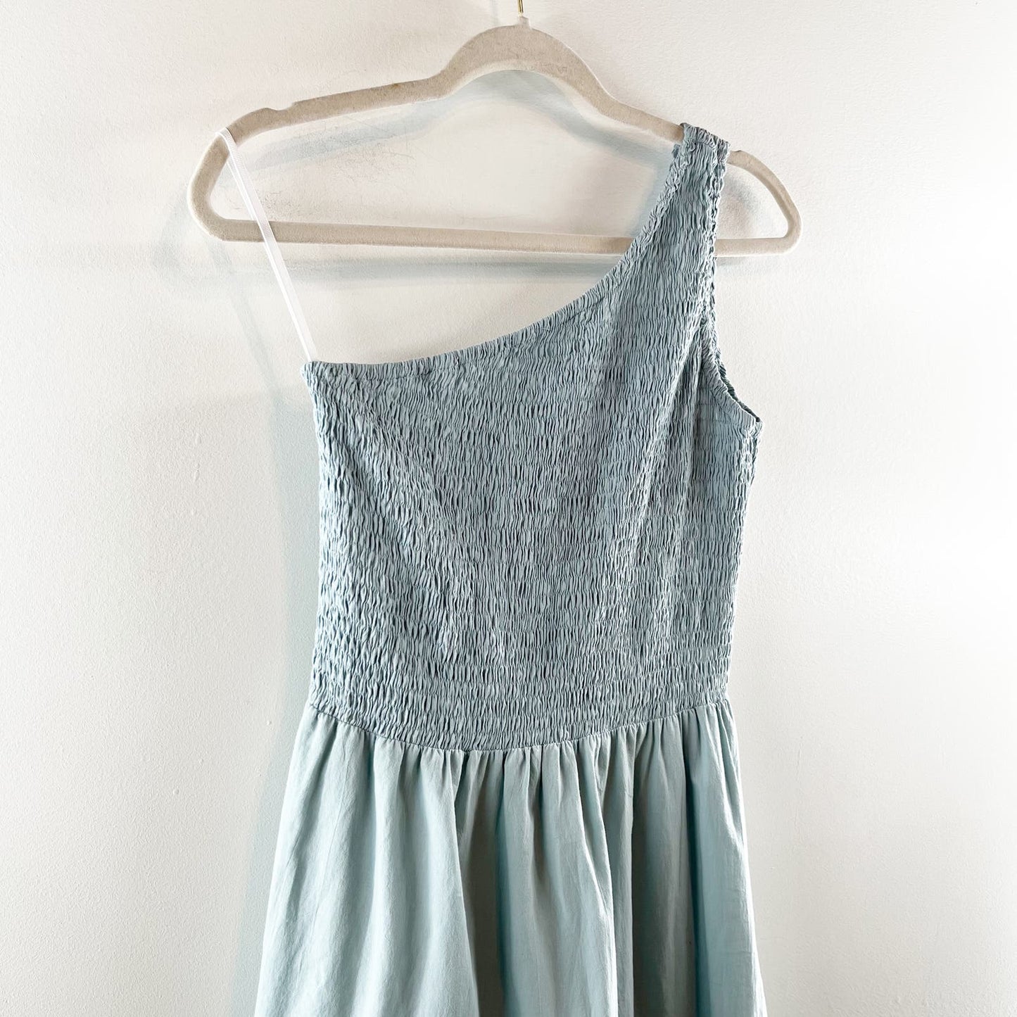 Phie Collective Brushed Cotton One Shoulder Asymmetric Maxi Dress Blue Medium