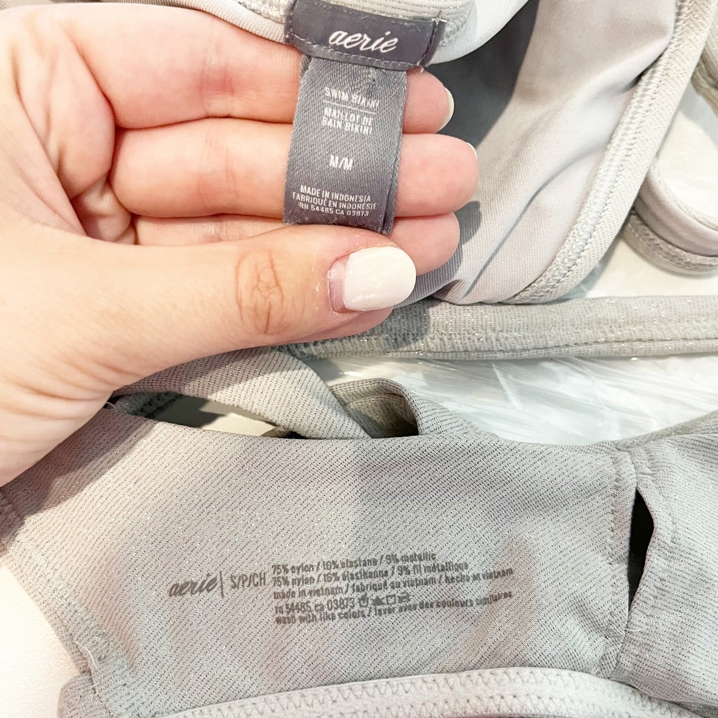 Aerie Two Piece Wrap Bikini Swimsuit Gray Silver Small / Medium