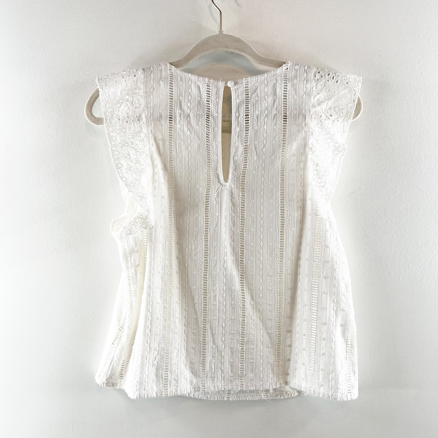 BB Dakota Ruffle Eyelet Lace Tank Top White Small